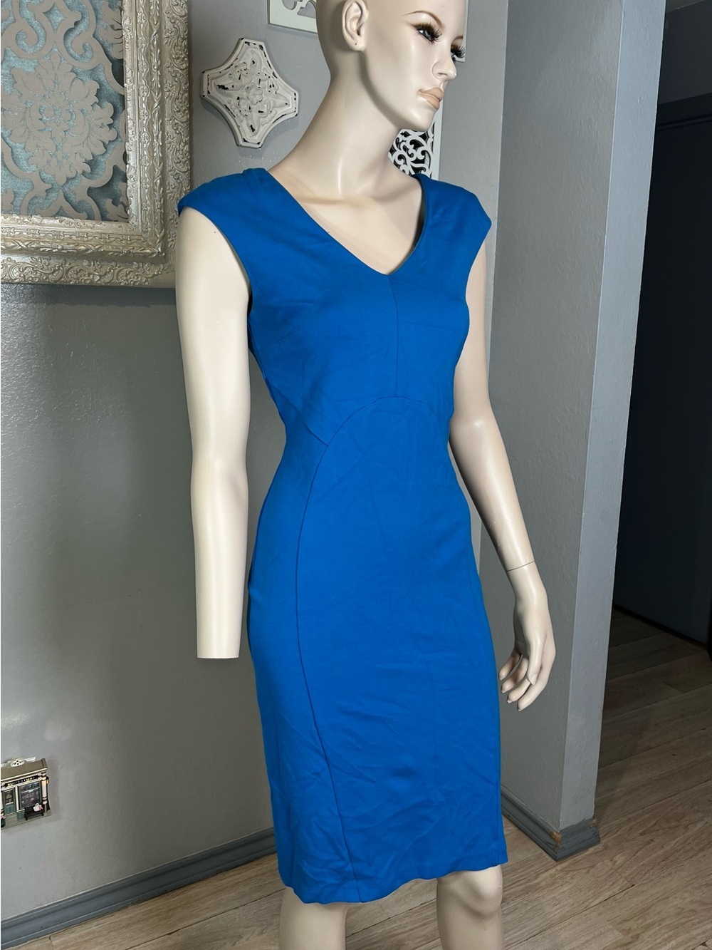 Catherine Malandrino V-Neck Midi Dress - Bright Blue